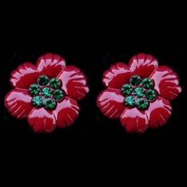 Pins Emerald Red Flowers