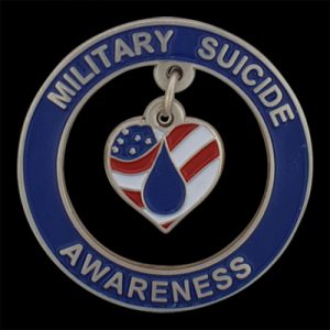 Military Suicide Awareness Pin with Dangling Heart